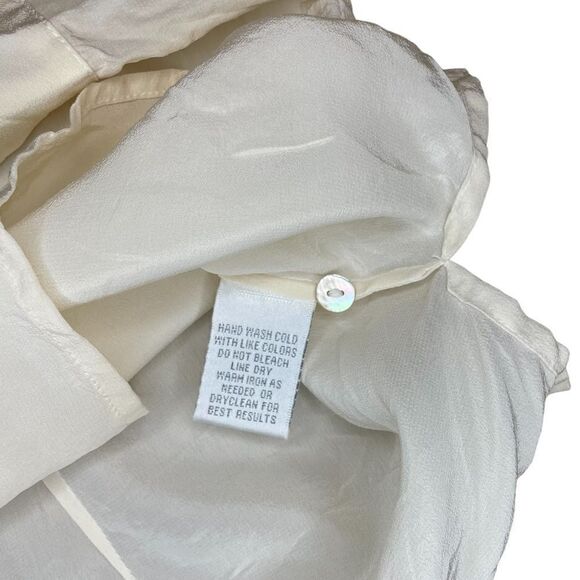Vintage silk cream white satin button down shirt - Worthington size large - Picture 6 of 10